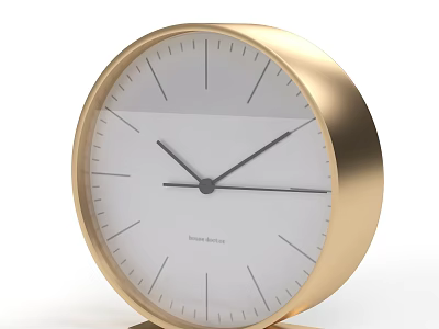 Modern Golden Frame Clock with White Dial Black Hands Markers and Stand 3d model