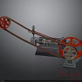 Mechanical Industrial Equipment Featuring Red Wheels Belt Drive And Metal Frame