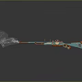 Functional Blue Green Long Equipment With Orange Accents Smoke Emission And Decorative Parts