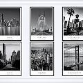 Modern Architecture Painting Hanging Painting Architecture Black and White Combination Painting 3d model