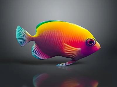 Vibrant Tropical Fish With Multicolored Scales And Distinctive Fins In Underwater Setting 3d model