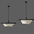 Modern Round Pendant Lights With Layered White Shades And Black Frames 3d model