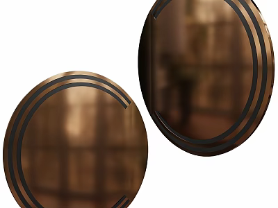 Round Decorative Mirrors With Metal Frame And Black Trim For Home Decor 3d model