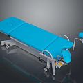 Blue Medical Examination Table With Adjustable Mattress Wheels And Armrests