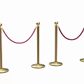 Gold and Silver Stanchion Barriers with Red Ropes Different Styles 3d model