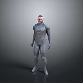 3D Rendered Male Character and Humanoid Creature with Tight Gray Suit Standing Pose