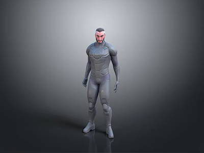 3D Rendered Male Character and Humanoid Creature with Tight Gray Suit Standing Pose 3d model