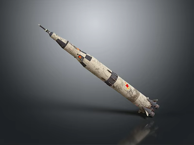 Vintage Rocket Model With Red Markings And Detailed Structural Design Elements 3d model