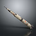 Vintage Rocket Model With Red Markings And Detailed Structural Design Elements 3d model