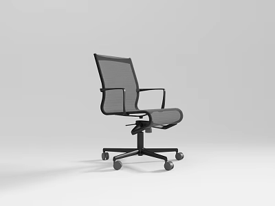 Modern Black Mesh Office Chair With Adjustable Height And Rolling Wheels 3d model
