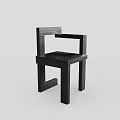Modern Black Wooden Single Chair With Geometric Armrest And Backrest Design