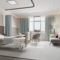 Modern Hospital Ward Interior With Bed TV Sofa Window And Curtains