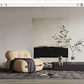 Modern Lazy Sofa Single Sofa Decorative Painting Combination 3d model