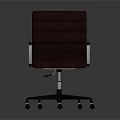 Brown Upholstered Office Chair With Metal Armrests And Five Wheel Base