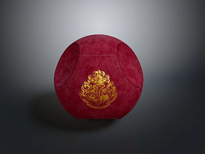 Red Velvet Decorative Ball With Golden Crest Design For Home Decor Accessory 3d model