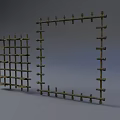 Wooden Fence With Different Styles Square Grid And Frame Structure Decorative Top Spikes