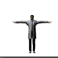 A Man Wearing Gray Coat Blue Shirt And Tie With Arms Outstretched Against Gray Background