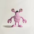 Adorable Pink Cartoon Monster Toy Figure With Big Eyes And Simple Design
