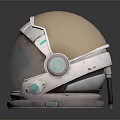 Futuristic Astronaut Helmet With Silver Metallic Texture Transparent Visor And Reflective Surface