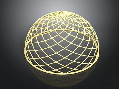 Golden 3D Wireframe Sphere With Intricate Geometric Pattern Design Structure 3d model
