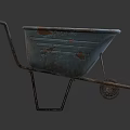 Vintage Rusty Blue Wheelbarrow With Metal Frame And Single Wheel
