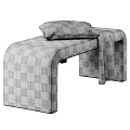 Modern Light Gray Upholstered Sofa Bench With Soft Cushion And Blanket 3d model