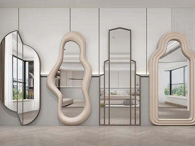 Modern Wall Mounted Mirrors in Various Shapes for Interior Design Reflections 3d model