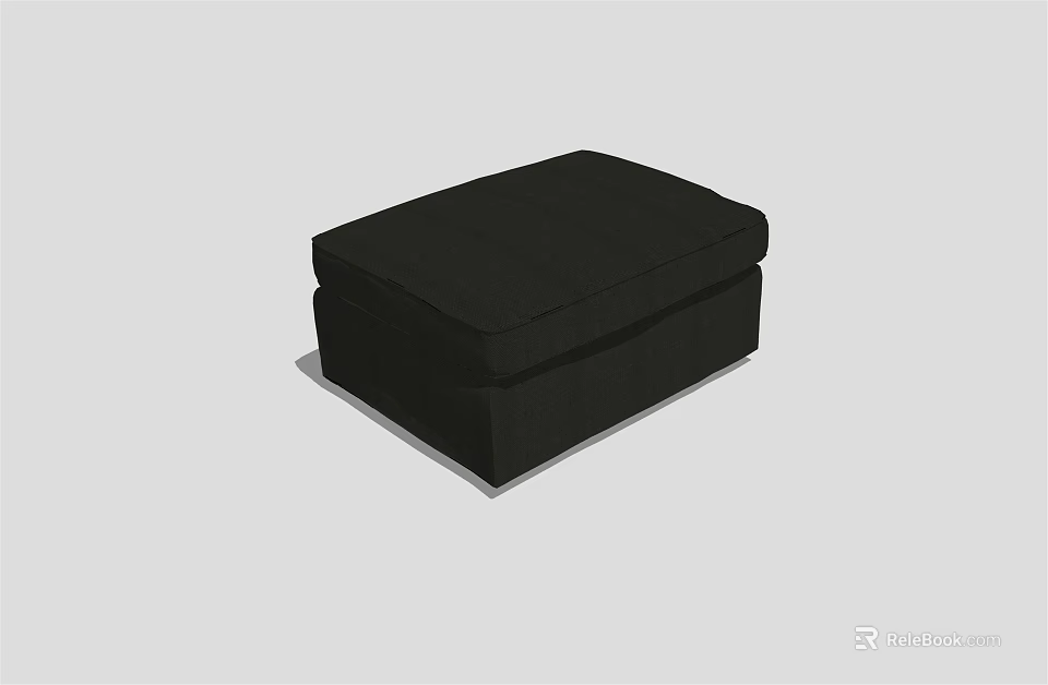 Black Upholstered Ottoman With Soft Cushion And Simple Design For Living Room 3d model 