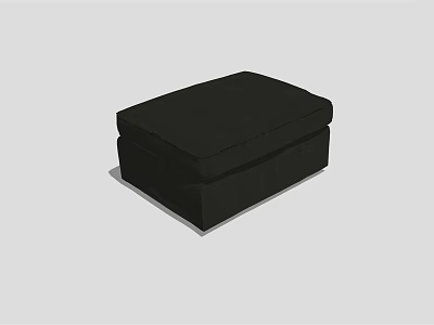 Black Upholstered Ottoman With Soft Cushion And Simple Design For Living Room 3d model