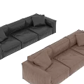 Modern Black and Brown Leather Three Seater Sofa Minimalist Design