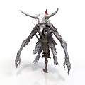 Mysterious Horned Creature Character With Skull Head And Spiked Armor