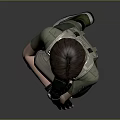 Short Hair Female Game Character In Green Military Outfit With Arms Crossed And Waist Gear