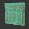 Gothic Style Carved Stone Structure With Arched Openings And Decorative Columns 3d model