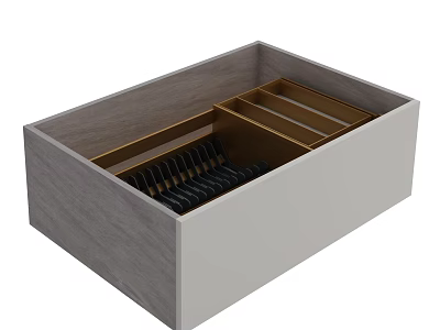 Modern Kitchen Cabinet Drawer With Organized Divided Compartments For Utensils 3d model