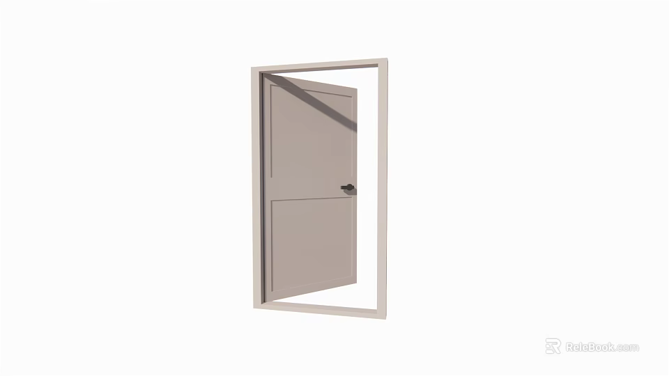 Simple Design Light Colored Swing Door With Clean Lines And Classic Frame 3d model 