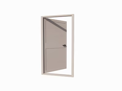 Simple Design Light Colored Swing Door With Clean Lines And Classic Frame 3d model