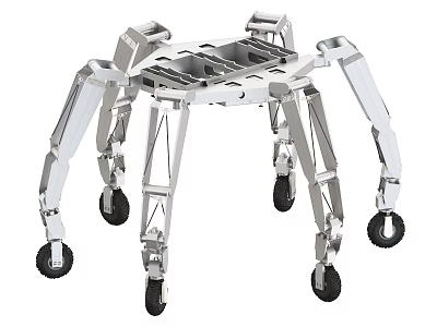 Spider Like Industrial Equipment With Metal Frame Multiple Legs And Mobile Wheels 3d model