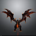 Fierce Fantasy Creature Character With Red And Black Spiked Wings And Glowing Red Body