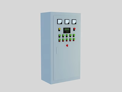 Industrial Control Cabinet With Multiple Buttons Indicator Lights And Digital Display Screen 3d model