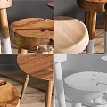 Various Stylish Wooden Stools With Round Seats And Mixed Leg Designs For Home Decor