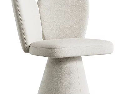 Modern Light Colored Upholstered Single Chair With Curved Backrest And Conical Base 3d model