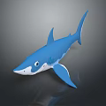Blue Shark Toy Figure with Smooth Surface and Cartoon Design on Dark Background
