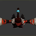 3D Female Game and Movie Character in Traditional Red Costume with Ornate Headwear and Boots