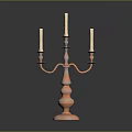 Copper Candelabra With Three Candle Holders Ornate Base And Curved Arms