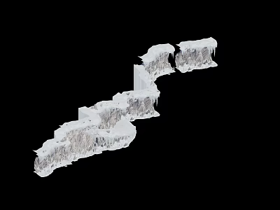 White Mountain Rock 3D Model With Irregular Broken Structure On Black Background 3d model