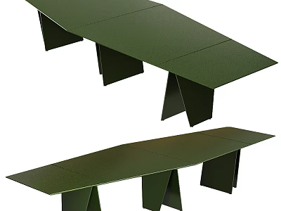 Green Conference Table With Modern Geometric Legs And Sleek Surface For Office 3d model