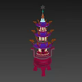 Traditional Pagoda Shaped Stove With Multi tiered Structure And Golden Decorations