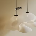 Poliform Modern White Chandelier With Irregular Organic Shape Hanging From Ceiling 3d model