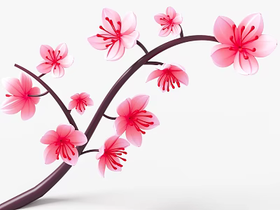 Pink Sakura Decorated Dessert With Soft Texture And Sweet Flavor 3d model