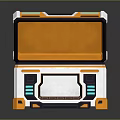Modern Futuristic Storage Box With Open Lid Orange Interior And Green Accents